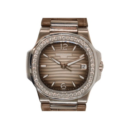 Patek Philippe Nautilus White Gold Diamond Bezel Grey Dial 7010G-012