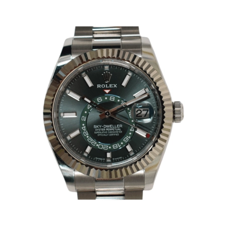 Rolex Sky-Dweller Stainless Steel and White Gold Green Stick Dial 336934