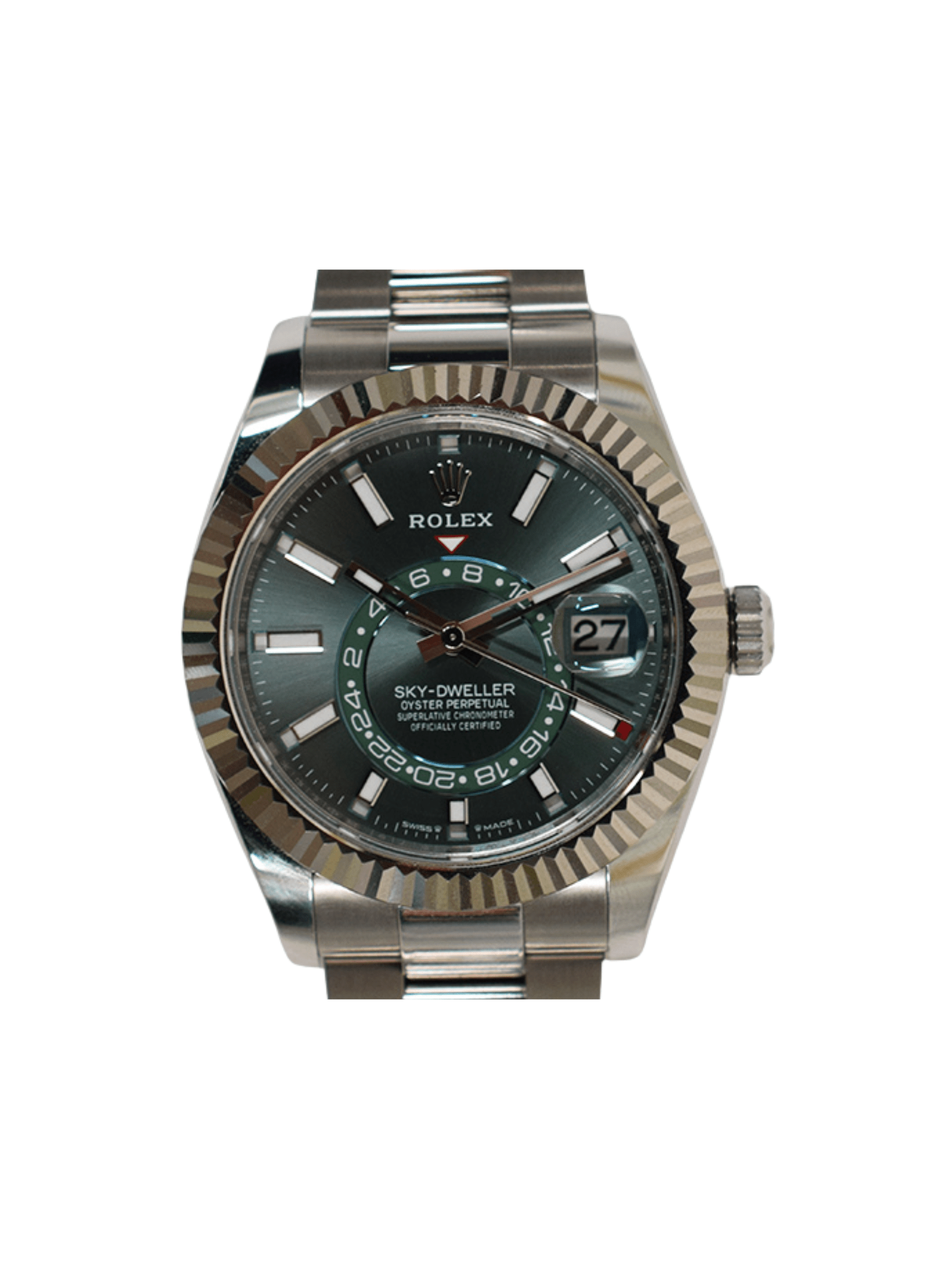 Rolex Sky-Dweller Stainless Steel and White Gold Green Stick Dial 336934