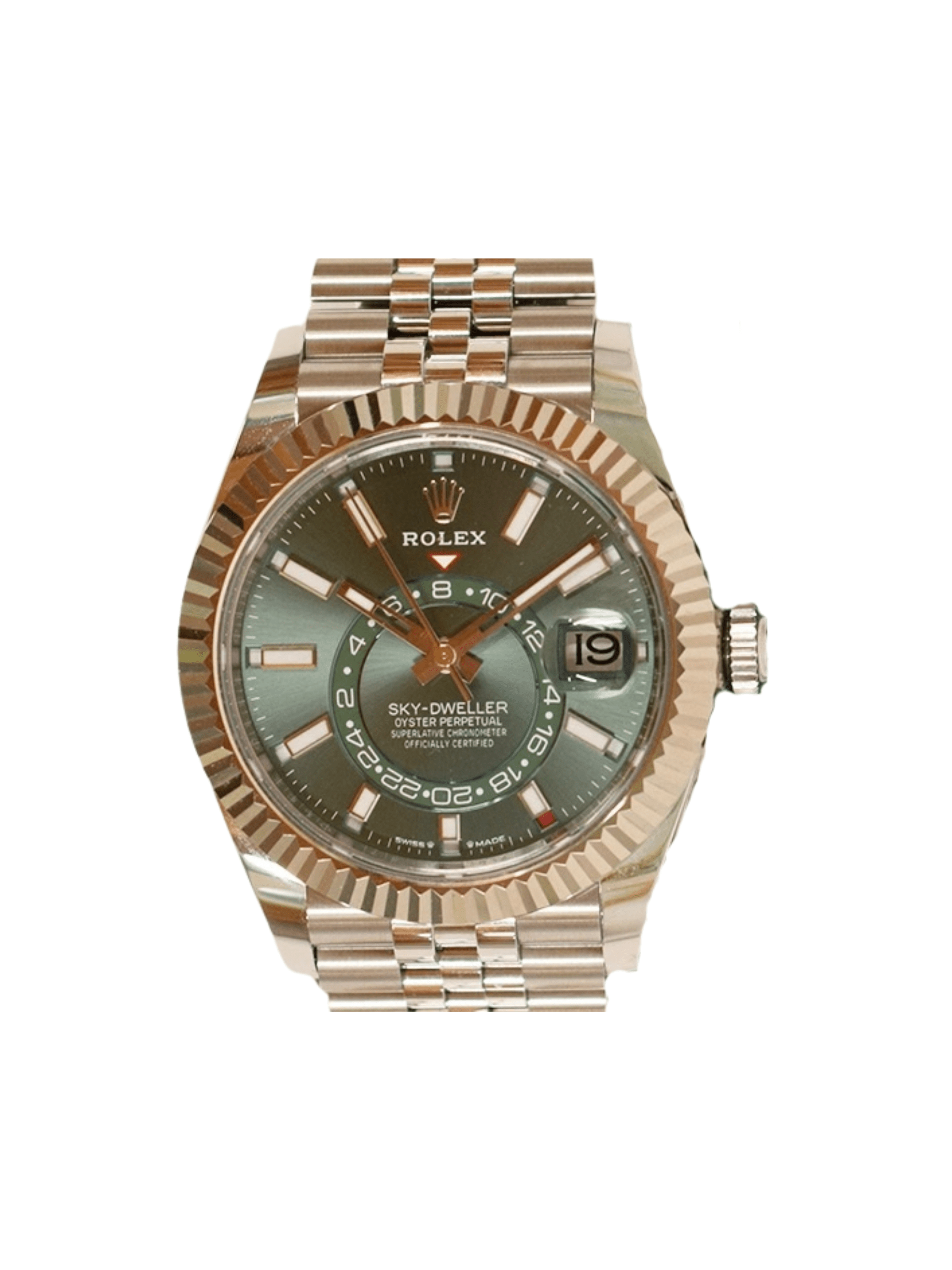 Rolex Sky-Dweller Stainless Steel and White Gold Green Stick Dial 336934