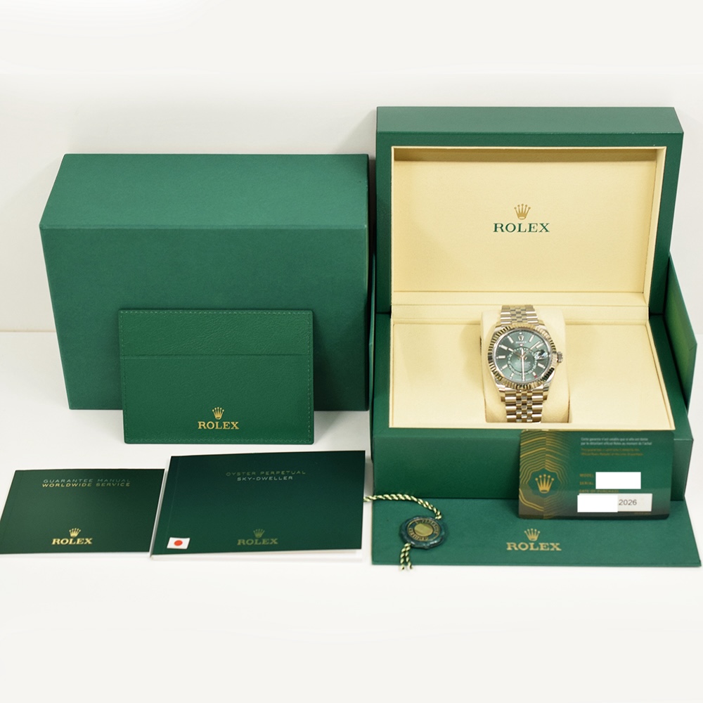 Rolex Sky-Dweller Stainless Steel and White Gold Green Stick Dial 336934