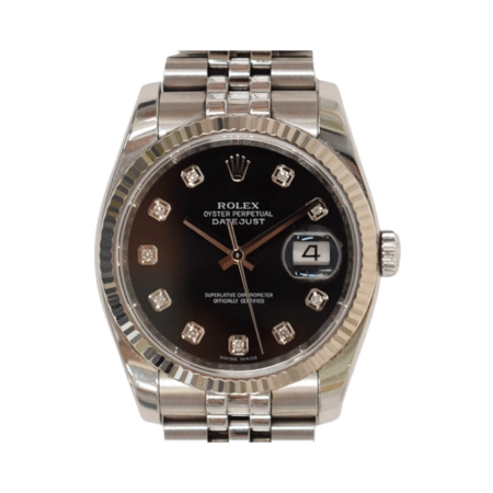 Rolex Datejust 36 Stainless Steel and White Gold Black Diamond Dial 116234G