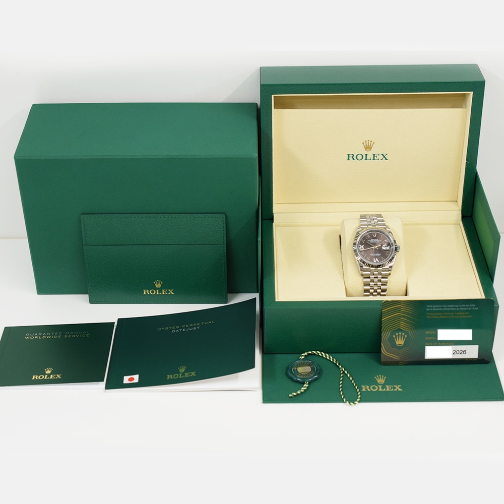 Rolex Datejust 36 Stainless Steel and White Gold Brown Roman VI&IX Diamond Dial 126234