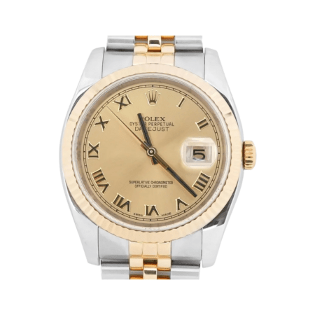 Rolex Datejust 36 Stainless Steel and Yellow Gold Champagne Roman Dial 116233