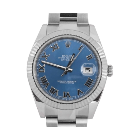 Rolex Datejust Stainless Steel and White Gold Blue Roman Dial 126334