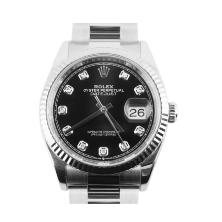 Rolex Datejust Stainless Steel and White Gold Black Diamond Dial 126234