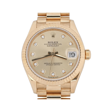 Rolex Datejust 31 Yellow Gold Champagne Diamond Dial 278278