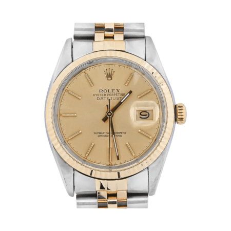 Rolex Datejust Stainless Steel and Yellow Gold Champagne Stick Dial 16013