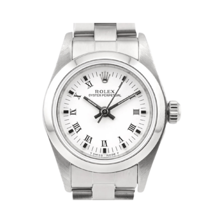 Rolex Oyster Perpetual Lady Stainless Steel White Roman Dial 76080