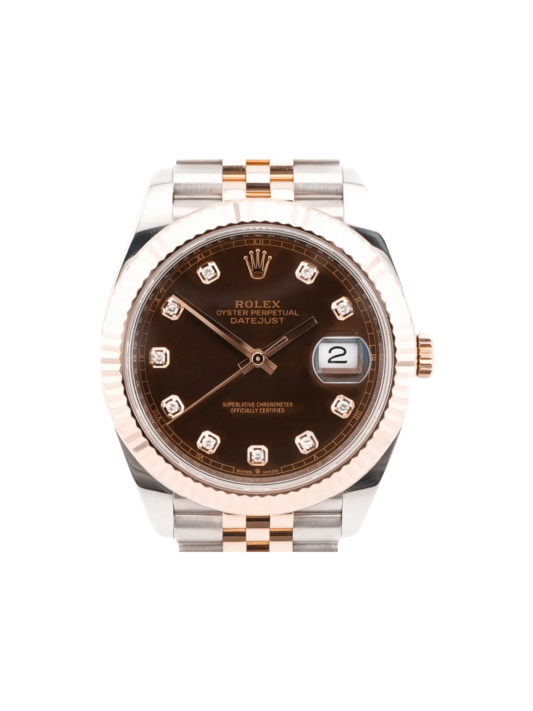 Rolex Datejust Stainless Steel and Rose Gold Brown Diamond Dial 126331