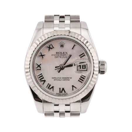 Rolex Lady-Datejust Stainless Steel and White Gold MOP Roman Dial 179174