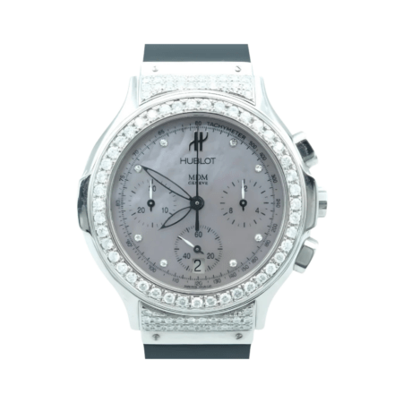 Hublot Elegant MDM Chronograph Stainless Steel Mother of Pearl Diamond Dial 1640.1