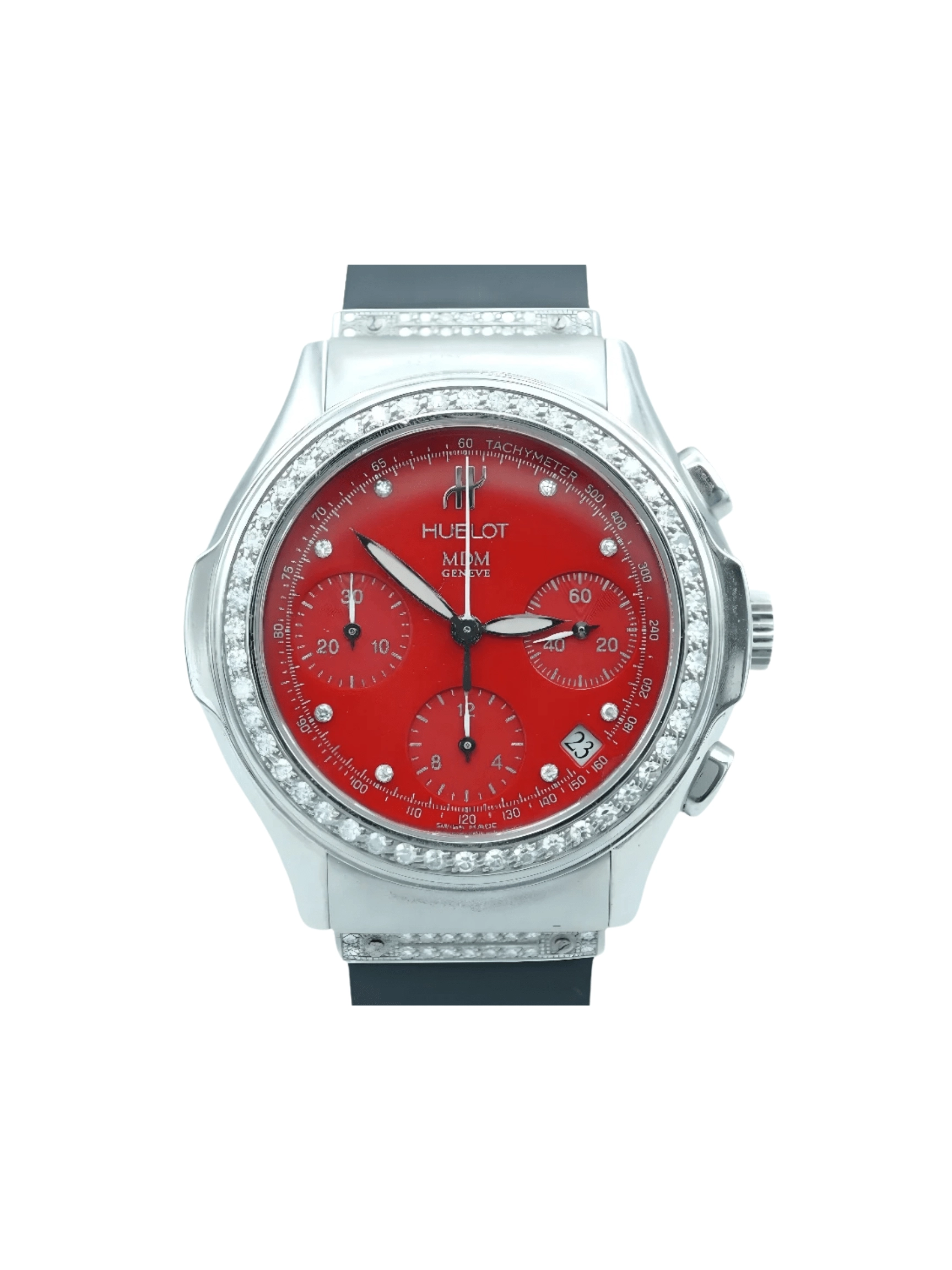 Hublot Elegant MDM Chronograph Stainless Steel Red Diamond Dial 1810.1.054