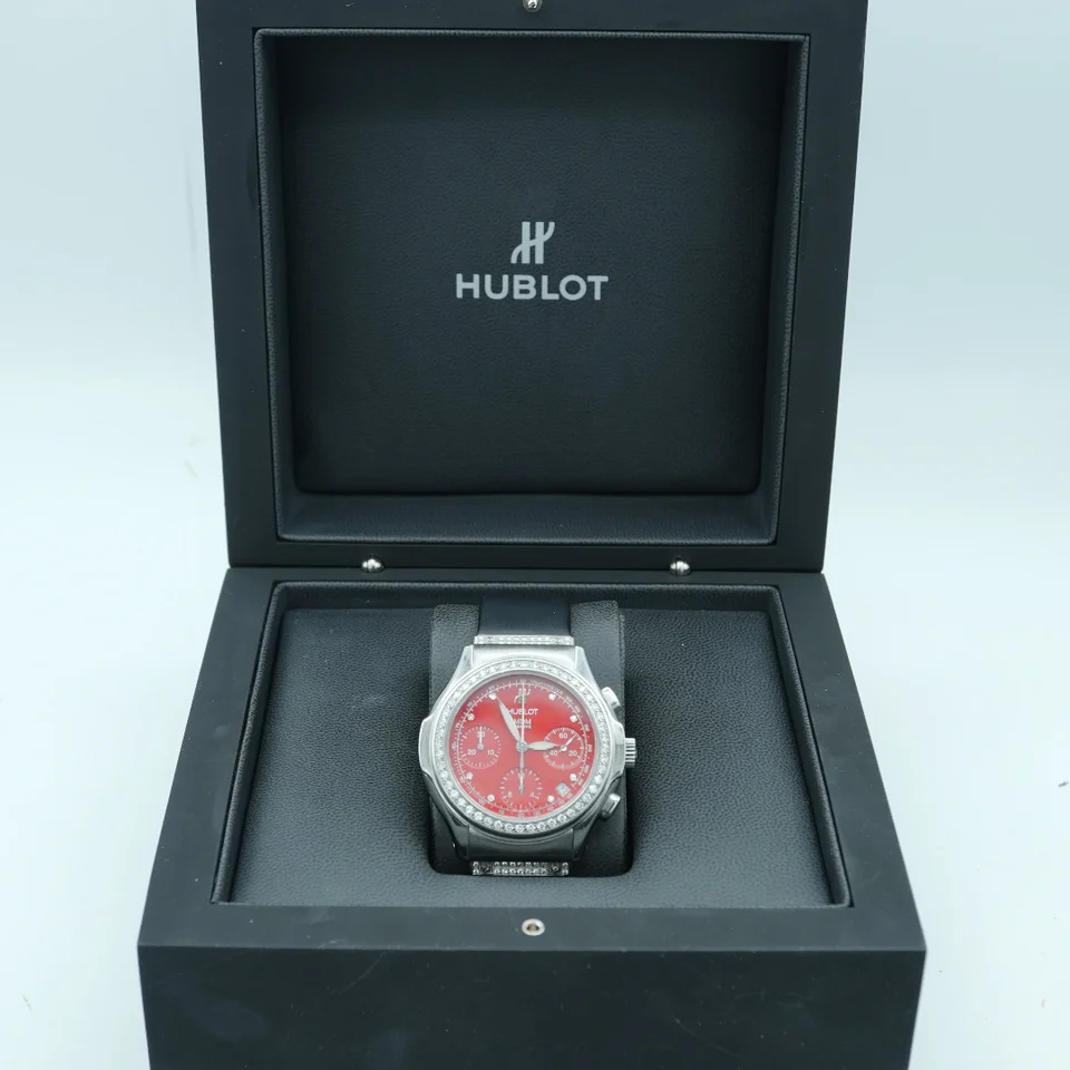 Hublot Elegant MDM Chronograph Stainless Steel Red Diamond Dial 1810.1.054