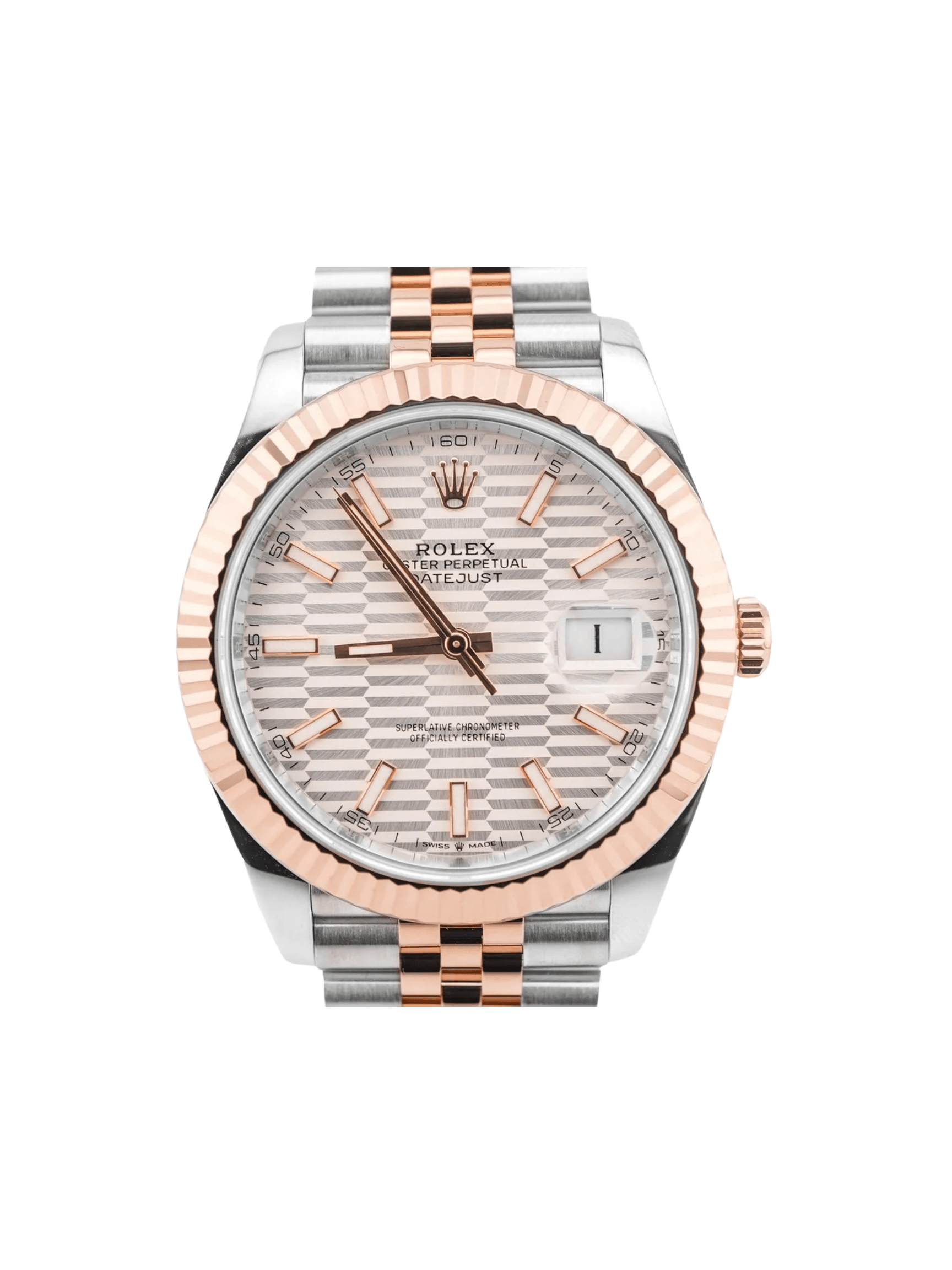 Rolex Datejust Steel and Rose Gold Silver Fluted Motif Dial 126331
