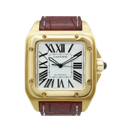 Cartier Santos 100 Yellow Gold White Roman Dial W20071Y1