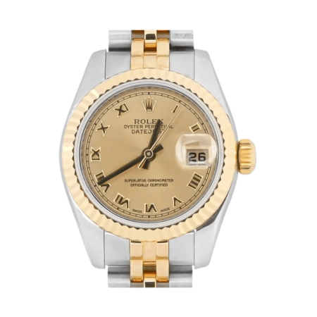 Rolex Lady-Datejust Stainless Steel and Yellow Gold Champagne Roman Dial 179173