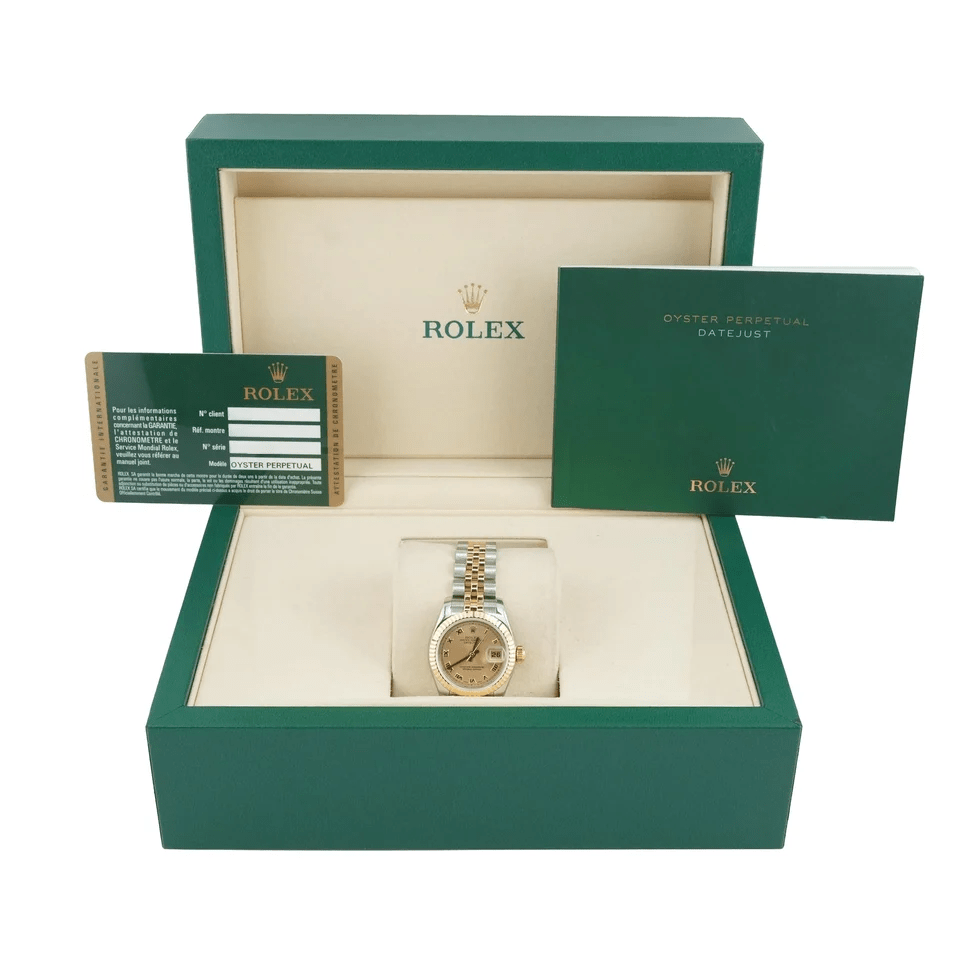 Rolex Lady-Datejust Stainless Steel and Yellow Gold Champagne Roman Dial 179173