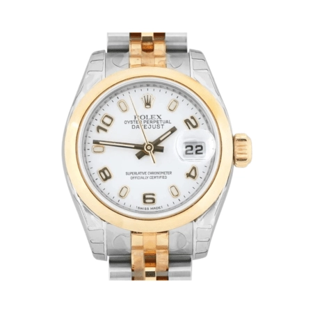 Rolex Lady-Datejust Stainless Steel and Yellow Gold White Arabic Dial 179173