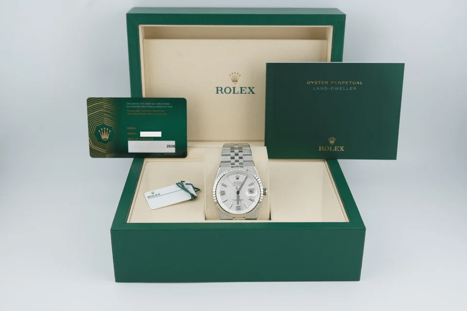 Rolex Land-Dweller Stainless Steel and White Gold White Arabic Dial 127334