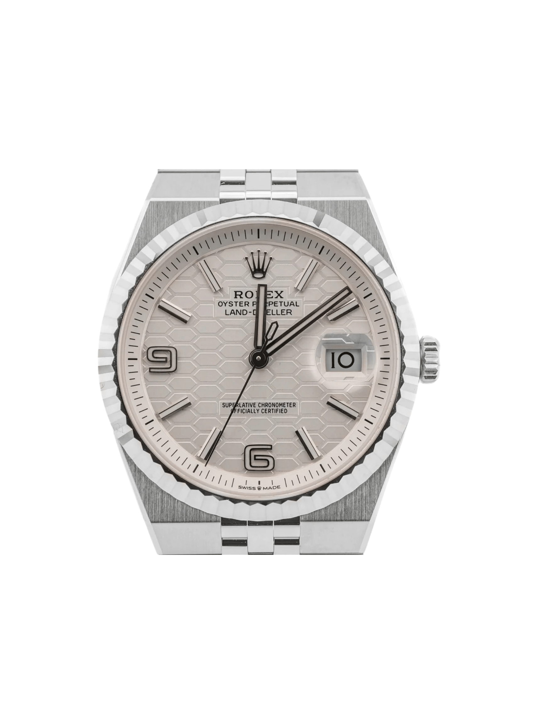 Rolex Land-Dweller Stainless Steel and White Gold White Arabic Dial 127334