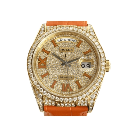 Rolex Day-Date Diamond Bezel Yellow Gold Pave Diamond Dial 128158RBR