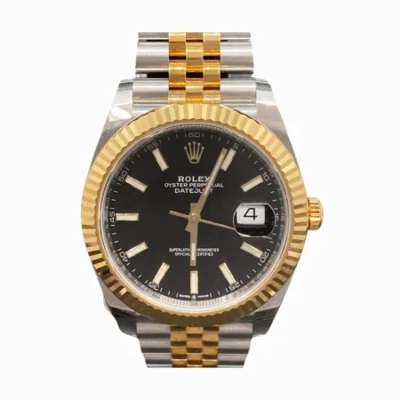 Rolex Datejust 41 Yellow Gold and Steel Black Stick Dial 126333