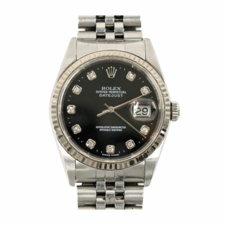Rolex Datejust 36 White Gold and Steel Black Diamond Dial 16234G