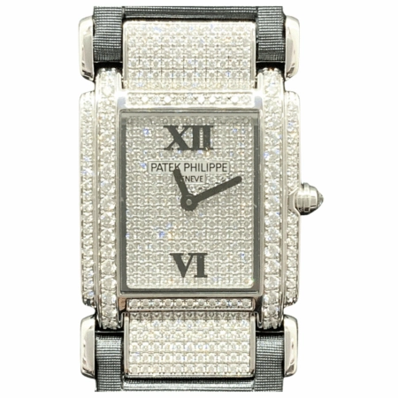 Patek Philippe Twenty-4 White Gold Diamond Bezel Pave Diamond Dial 4910G-001