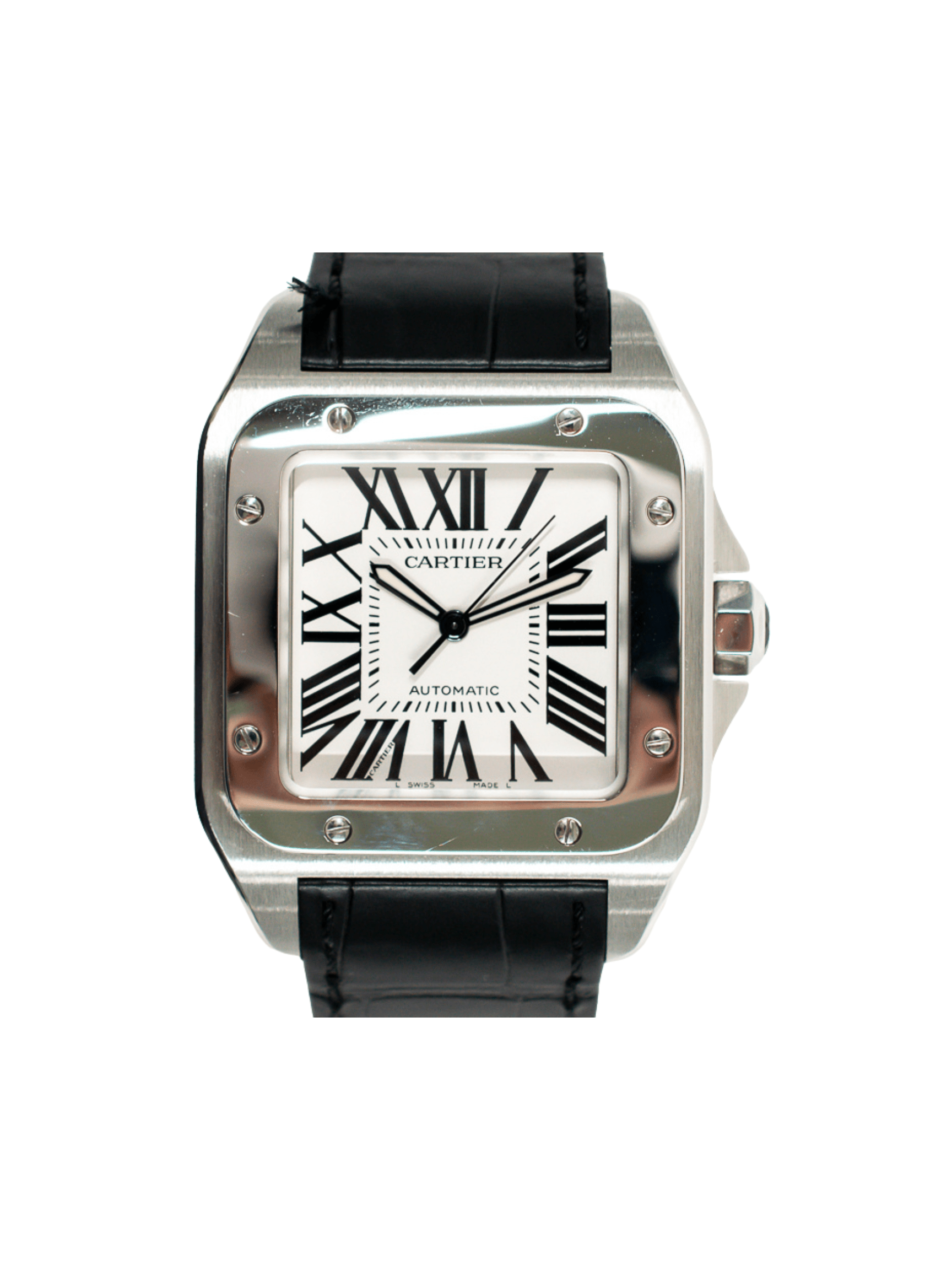 Cartier Santos 100 Stainless Steel White Roman Dial W20073X8