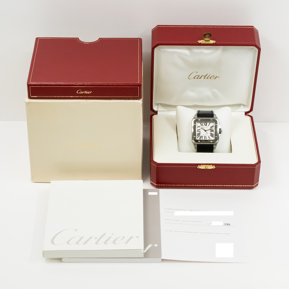 Cartier Santos 100 Stainless Steel White Roman Dial W20073X8