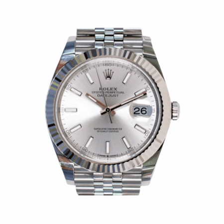 Rolex Datejust 41 Stainless Steel and White Gold Silver Stick Dial 126334