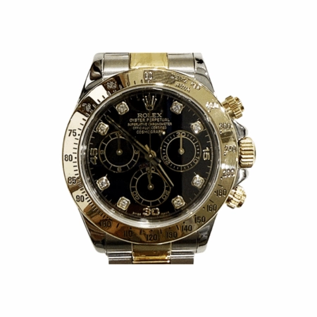 Rolex Daytona Stainless Steel and Yellow Gold Black Diamond Dial 116523G