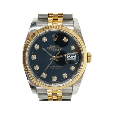 Rolex Datejust 36 Stainless Steel and Yellow Gold Black Diamond Dial 116233G