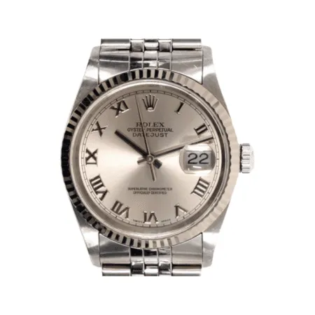Rolex Datejust 36 Stainless Steel/White Gold Silver Roman Dial 16234