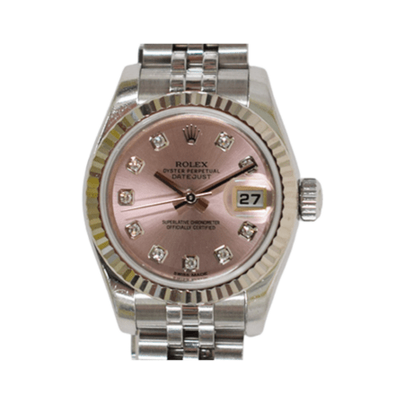Rolex Lady-Datejust Stainless Steel and White Gold Pink Diamond Dial 179174G