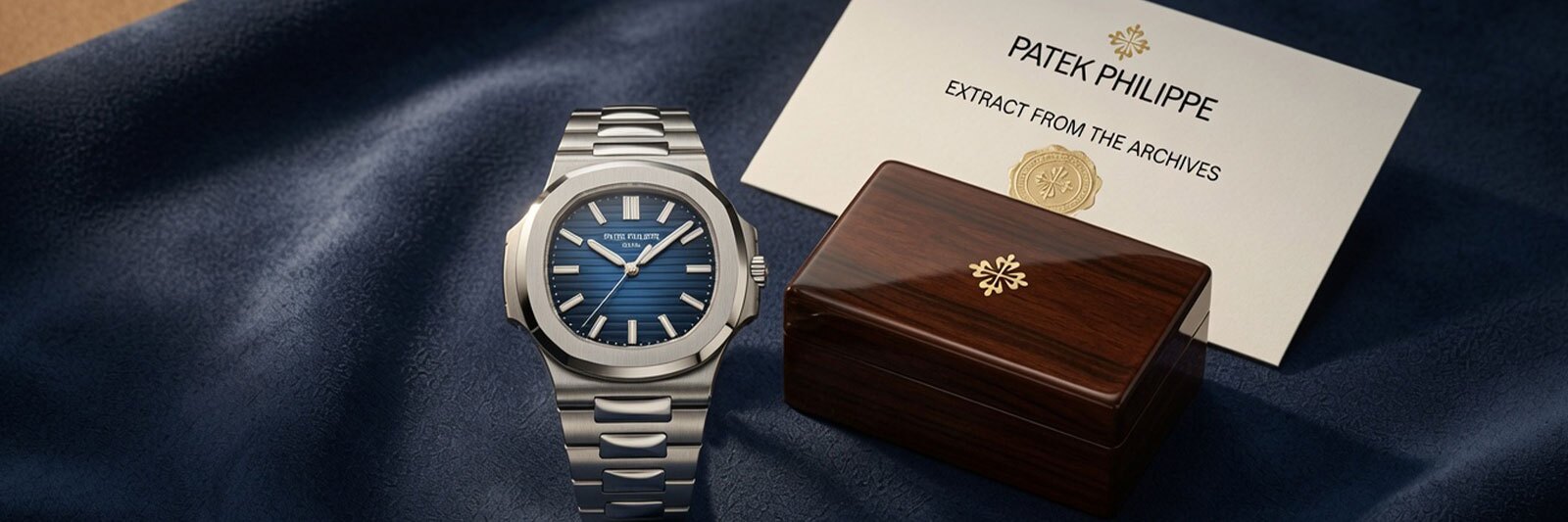 Patek Philippe Nautilus blue dial with original box and extract certificate