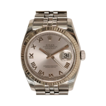 Rolex Datejust 36 Stainless Steel and White Gold Silver Roman Dial 116234