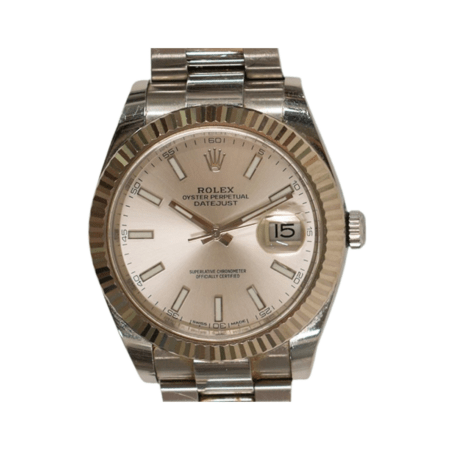 Rolex Datejust 41mm Stainless Steel and White Gold Silver Stick Dial 126334