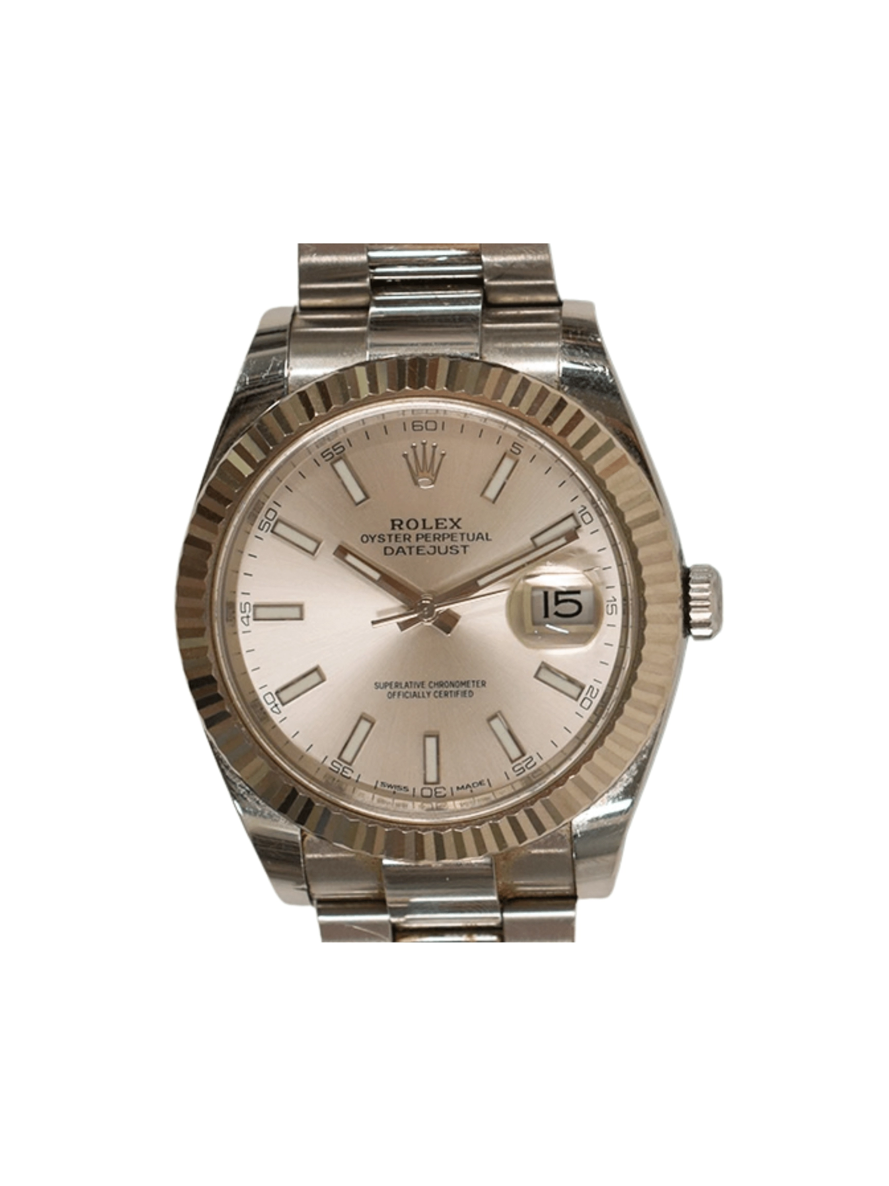Rolex Datejust 41mm Stainless Steel and White Gold Silver Stick Dial 126334