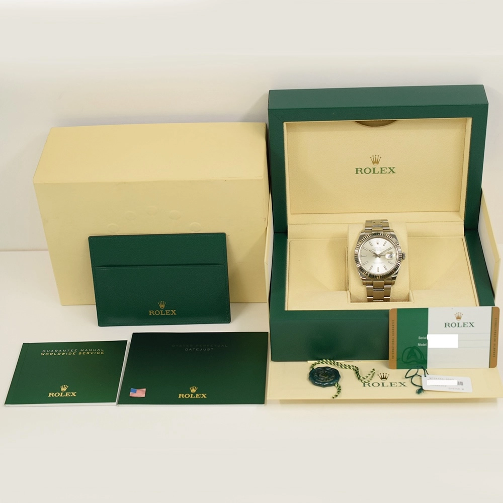 Rolex Datejust 41mm Stainless Steel and White Gold Silver Stick Dial 126334