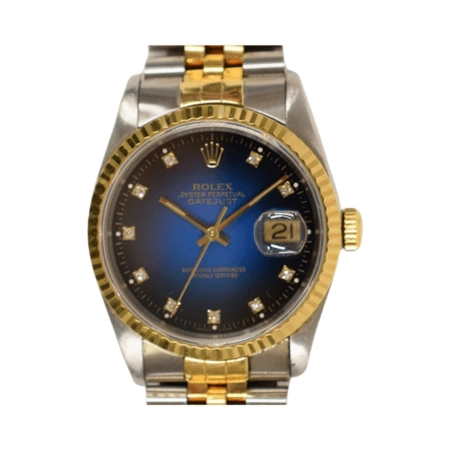 Rolex Datejust 36 Stainless Steel and Yellow Gold Blue Ombre Diamond Dial 16233G