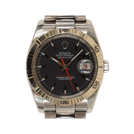 Rolex Datejust Turn-O-Graph Stainless Steel and White Gold Black Dial 116264