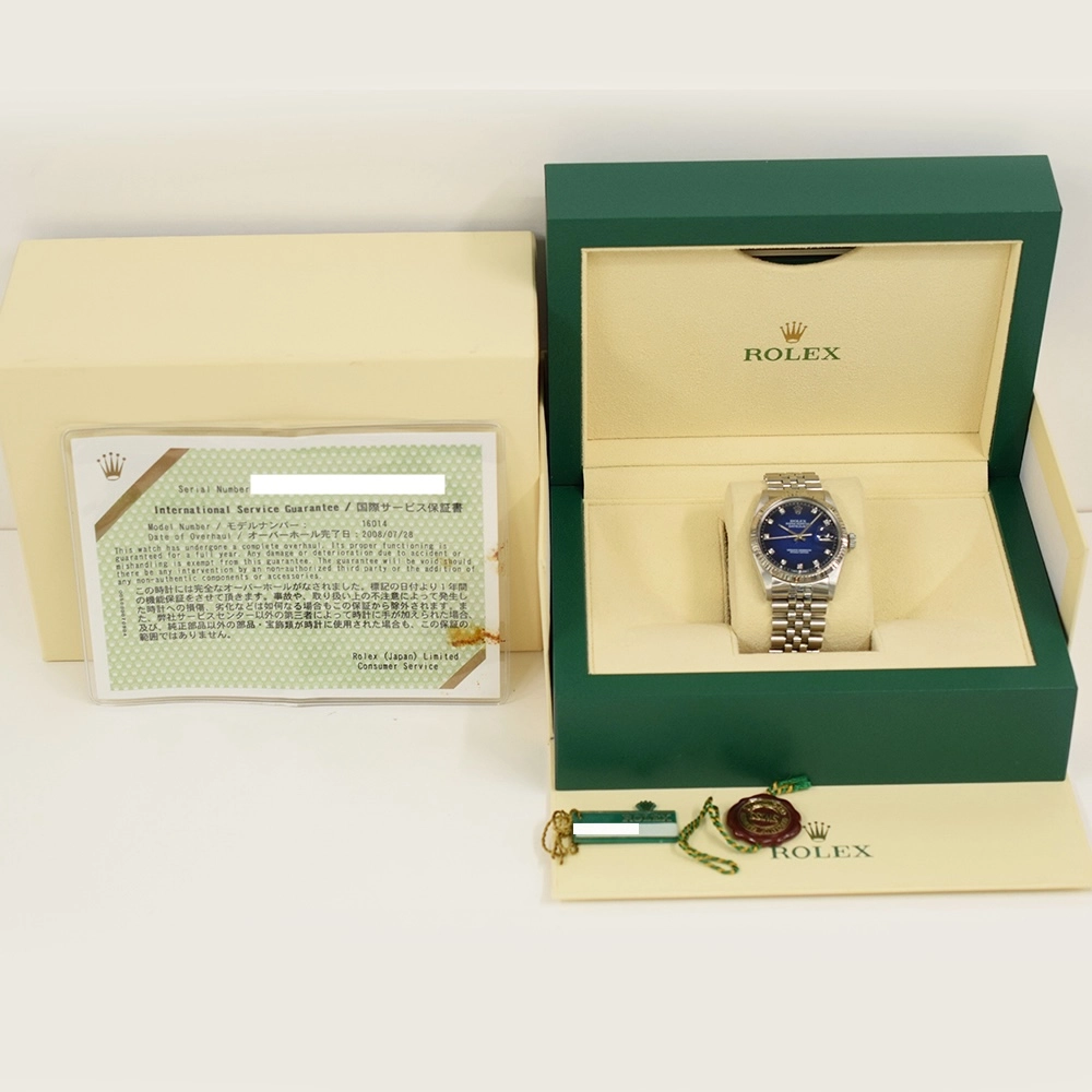 Rolex Datejust 36 Stainless Steel and White Gold Blue Ombre Diamond Dial 16014G