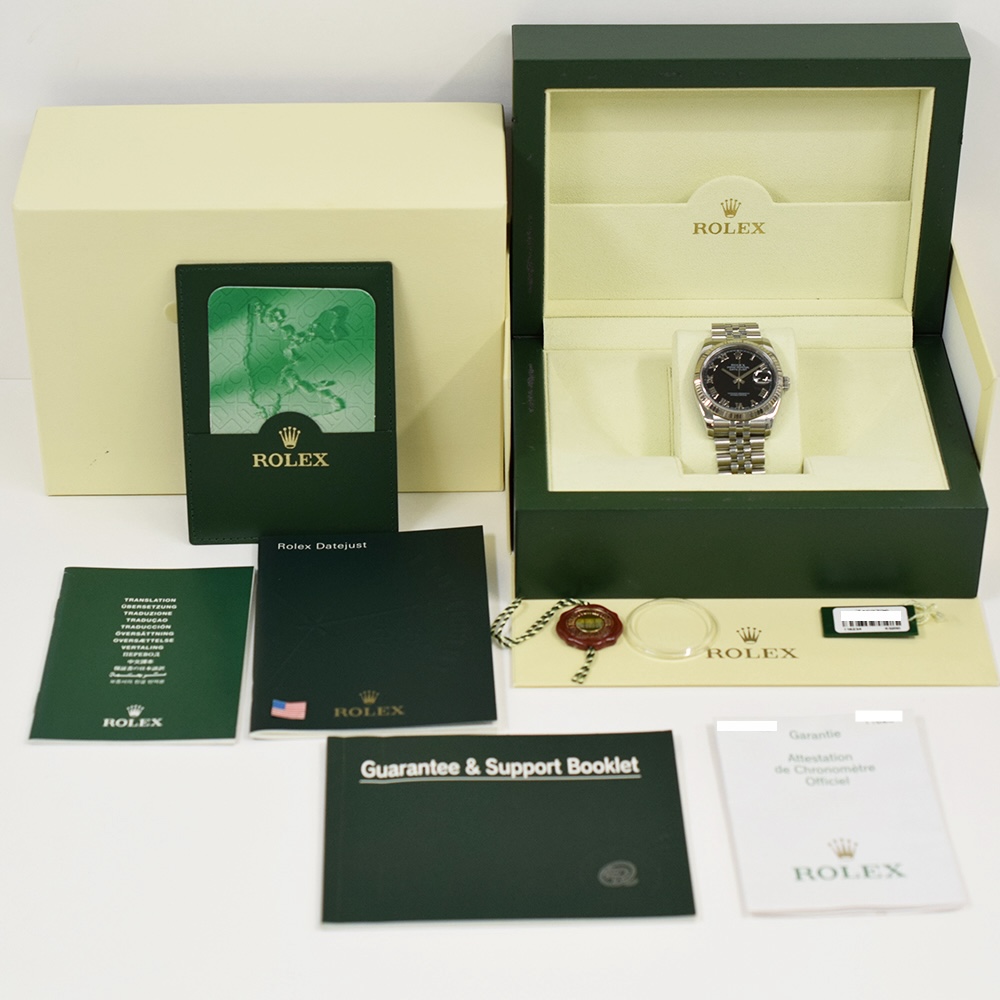 Rolex Datejust 36 Stainless Steel and White Gold Black Roman Dial 116234