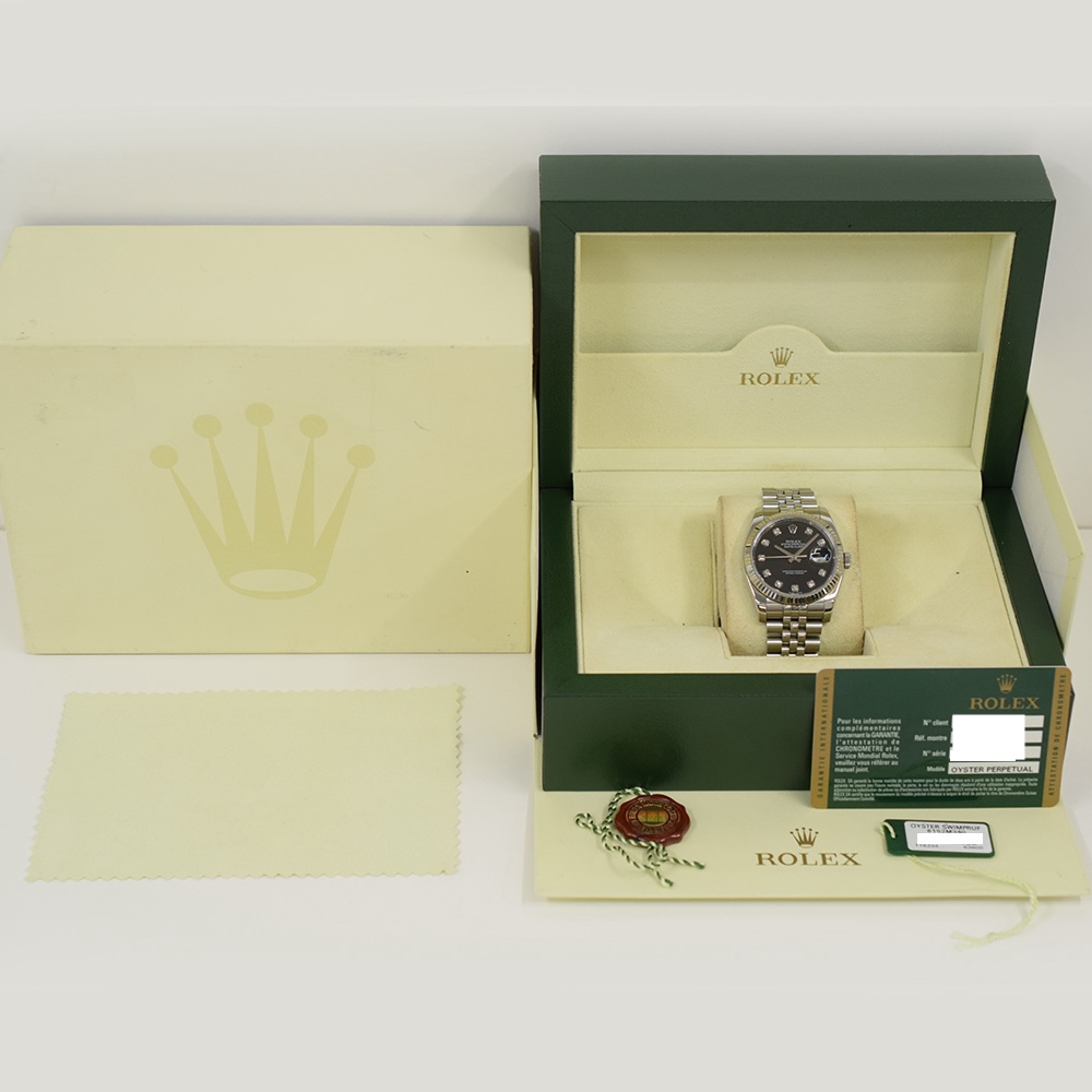 Rolex Datejust 36 Stainless Steel and White Gold Black Diamond Dial 116234G