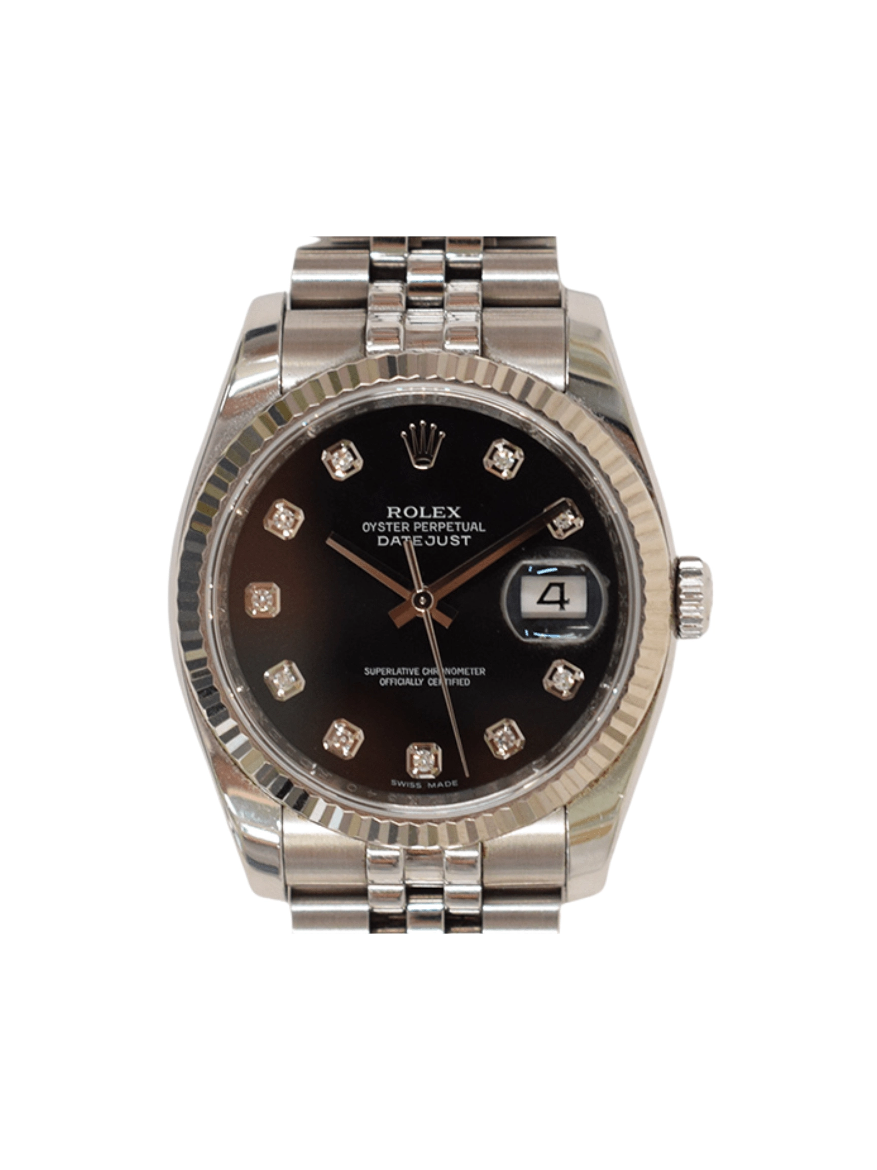 Rolex Datejust 36 Stainless Steel and White Gold Black Diamond Dial 116234G