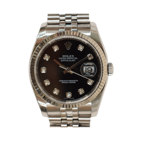 Rolex Datejust 36 Stainless Steel and White Gold Black Diamond Dial 116234G