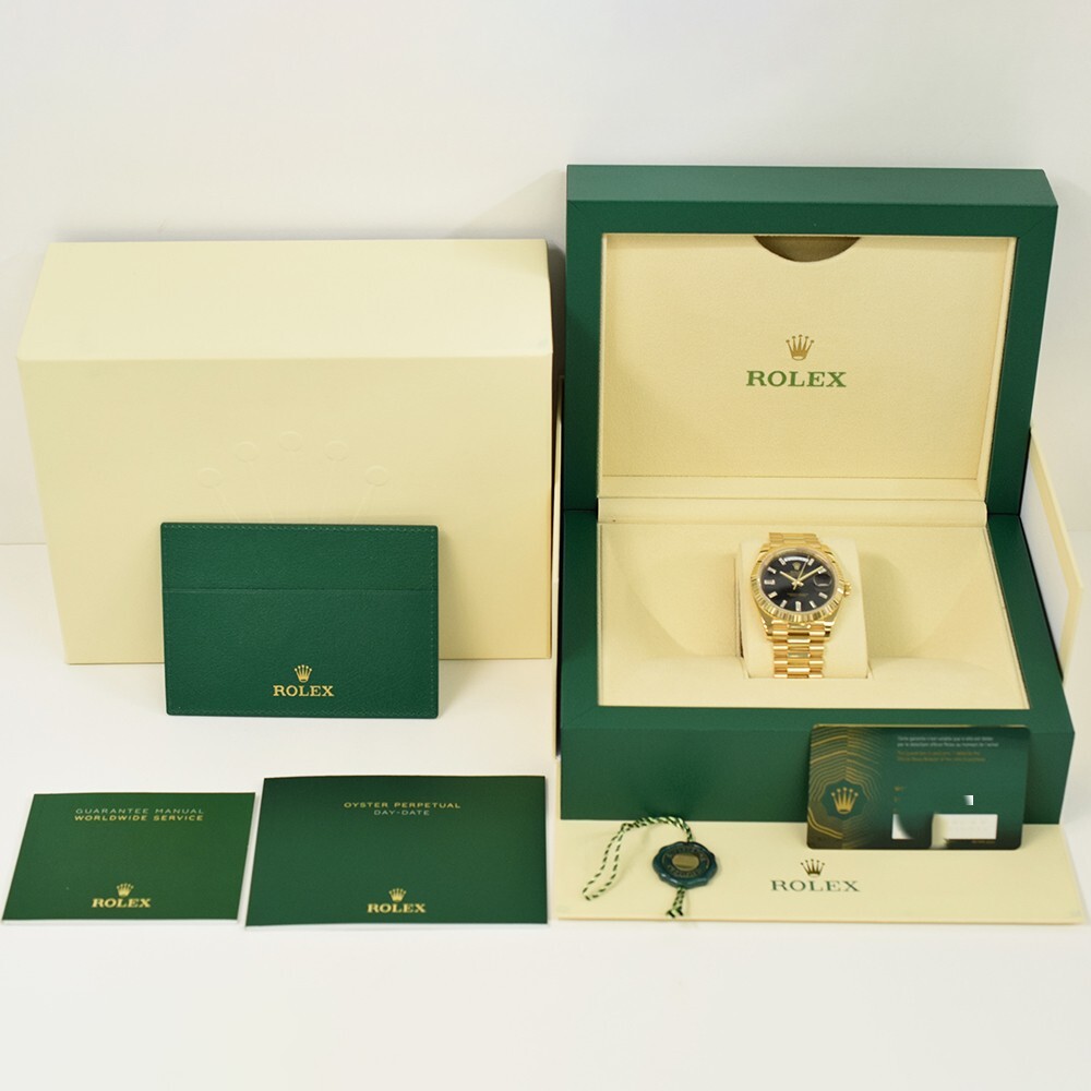 Rolex Day-Date 40 Yellow Gold Black Diamond Dial 95492