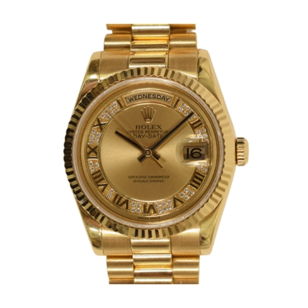 Rolex Day-Date Yellow Gold Champagne Myriad Roman 118238MR
